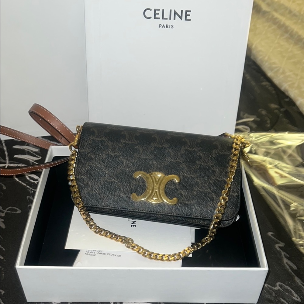 Celine Black and Brown Bag with Gold Accents - Picture 3 of 10